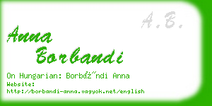 anna borbandi business card